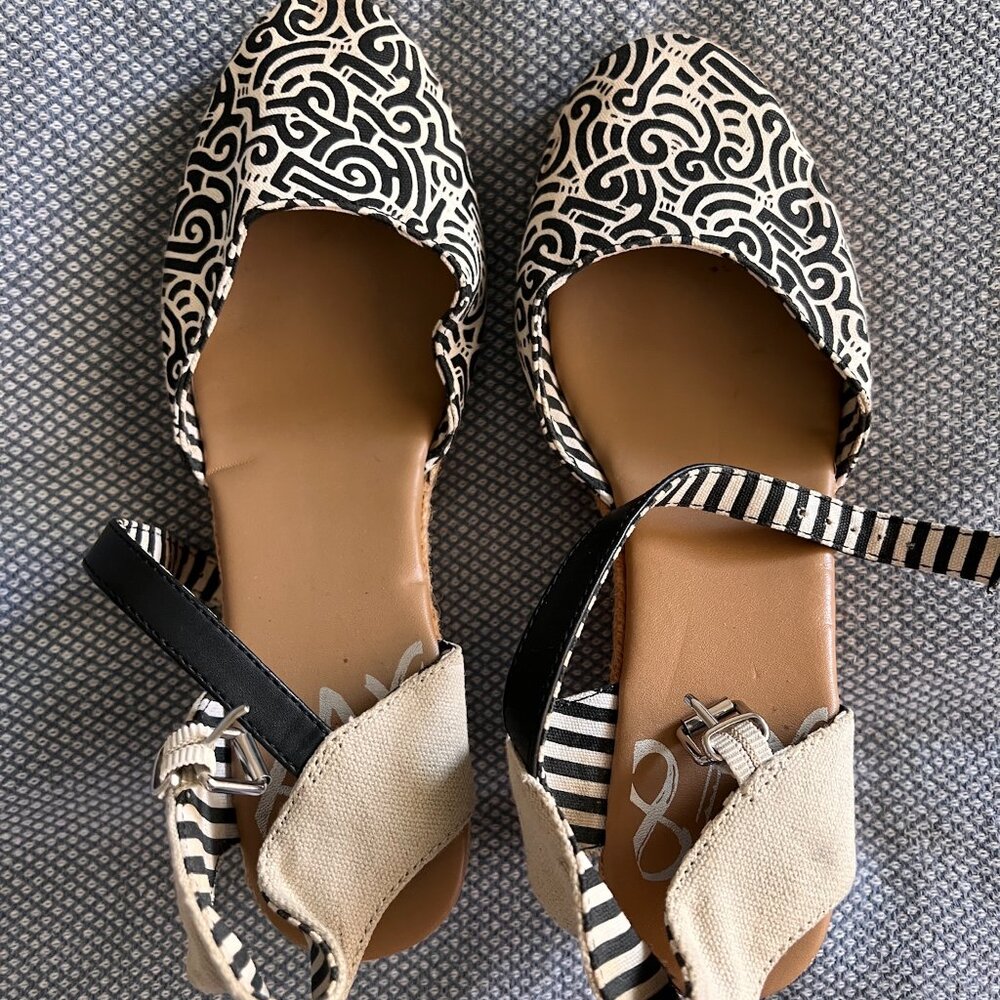 Dolce Vita black and white printed wedge espadrilles
